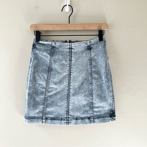 FREE PEOPLE Modern Femme Indigo Acid Wash Skirt - Picture 2 of 5